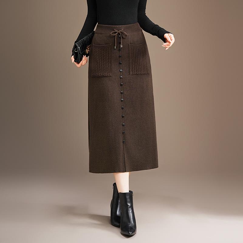 Women's Slimming Wool Knit Midi Skirt: A-Line, Hip-Hugging Winter Fashion 2025