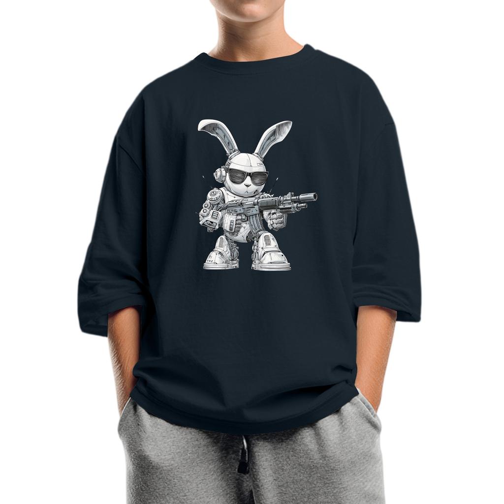 Kindermode Bedrucktes Rundhals-Top mit sieben Ärmeln, lässiges T-Shirt