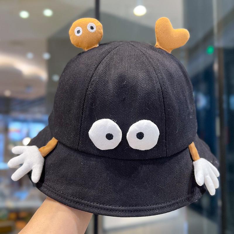 New cute cartoon fisherman hat children spring and summer little monster sunshade sunscreen basin hat shows small face