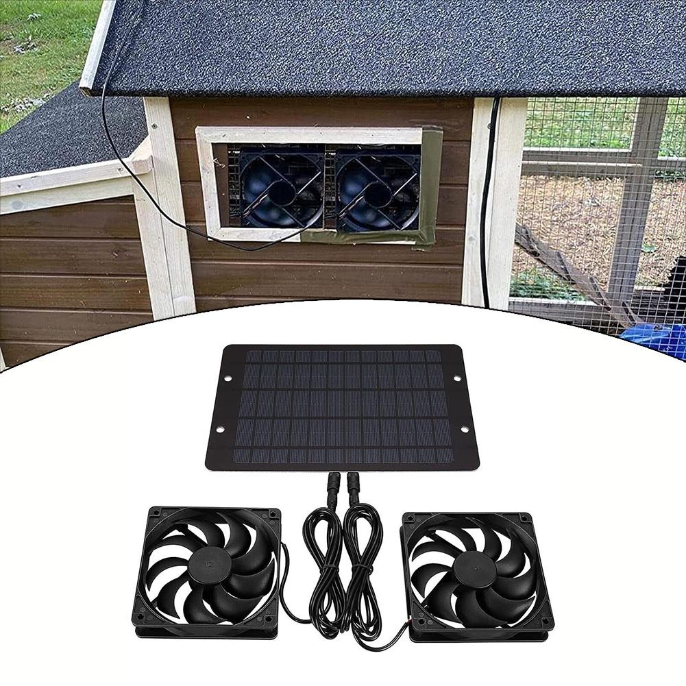 Cool Solar Powered Fan V W Waterproof Dual Exhaust Fan Note Outdoor Environments
