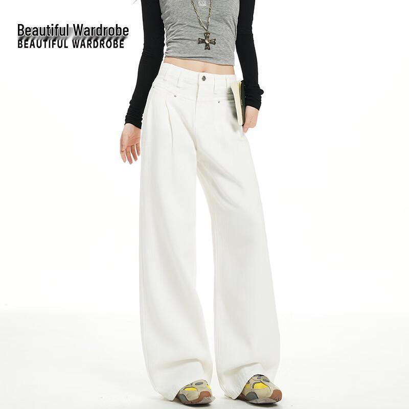 Beautiful Wardrobe Women's High-Waist Wide-Leg Straight Jeans