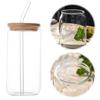 500ML/16oz Glass Cups with Lids and Straws Can Shaped Glass Cups Iced Coffee Cups Beverage Juice Cups for Cocktail Whiskey Gift