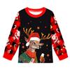 Kids Boys Girls Cartoon Santa Claus Christmas Tree Elk Print Long Sleeves T-Shirt Top Pants Trousers Clothes Set