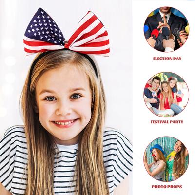 2 Stück Patriotisches Haarband Schleife Stirnband Amerikanische Flagge Fotoautomaten-Requisiten Unabhängigkeitstag Festival Party Cosplay Haarschmuck