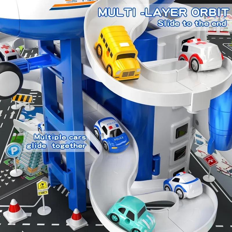 Simulation Deformed Airplane Transformion Aircraft Rail Car With Ligjhts And Sound Effect Storage Vehicle Children Toys Boy Gift