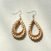 Handcrafted Brown Rattan Oval Hollow Dangle Earrings for Women Wooden Holiday Earring Party Jewelry Gifts