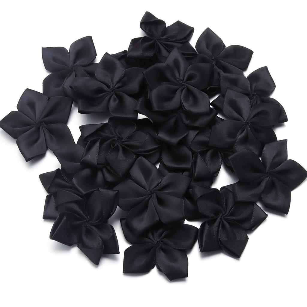 20 Stück 6cm Satinband Blume Bunt Künstliche Stoff Fünfblättrige Blumen Für DIY Hochzeit Kleidung Nähen Kopfschmuck Dekoration