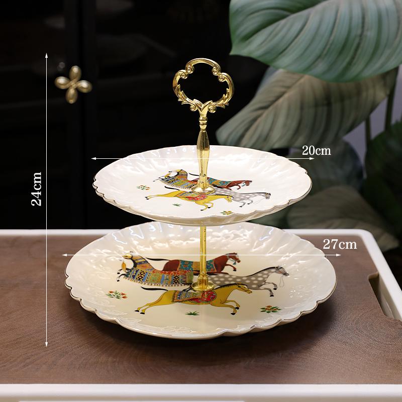 Ceramic Three-Tier Pastry Stand: English-European Style Fruit Bowl, Cake, Candy, and Snack Plate for Afternoon Tea.