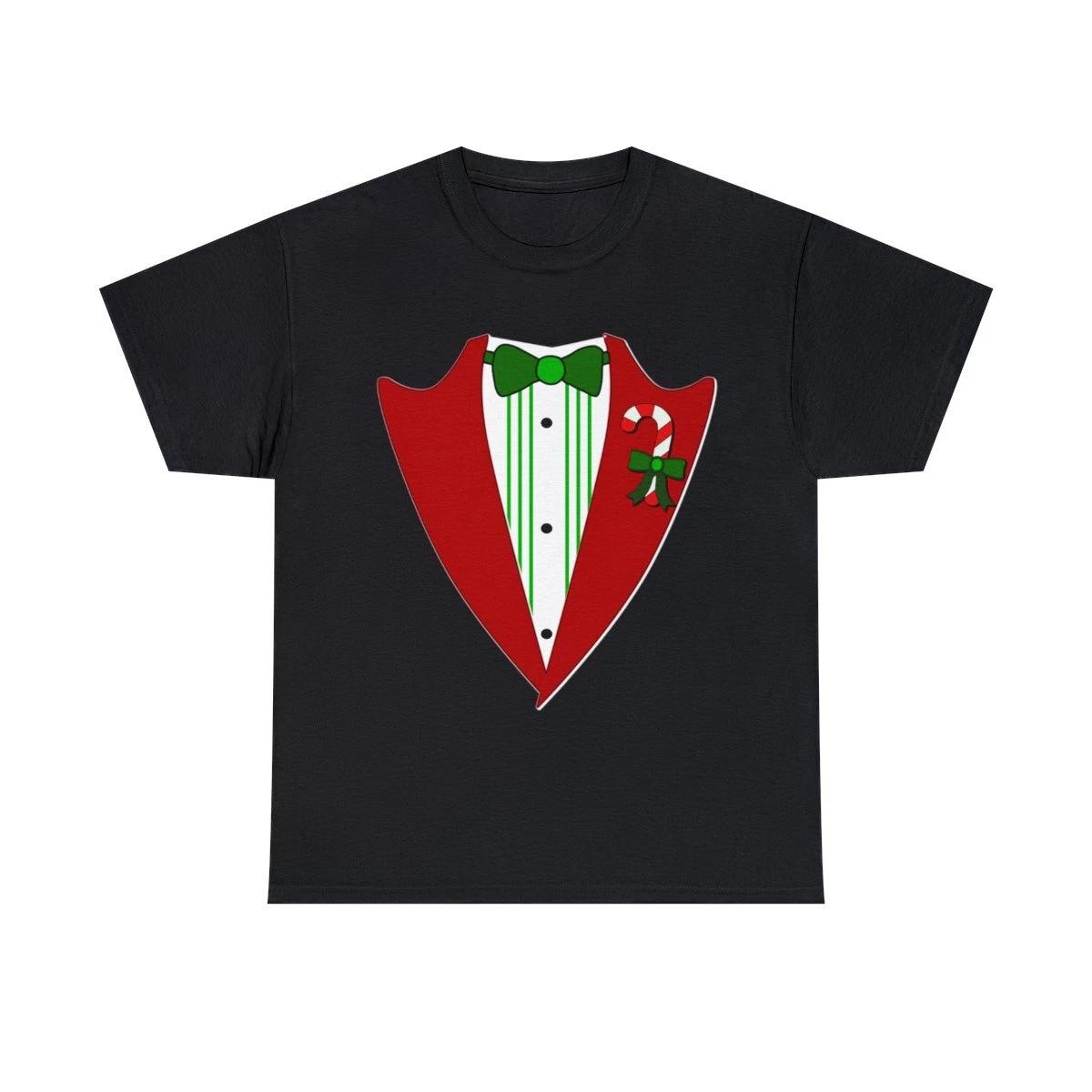 Christmas Party Tuxedo Graphic Tee Shirt, S-5XL S