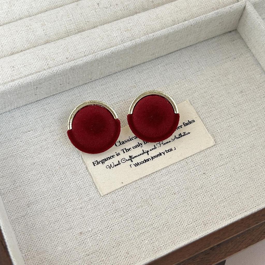 2024 Burgunderrote Ohrringe mit Schleife: Silbernadel, eleganter chinesischer Stil für Neujahr und Frühlingsfest