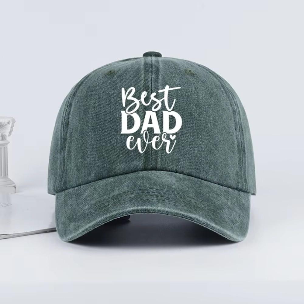 Casual Washed Cotton Best Dad Ever Hats Curved Brim Adjustable Letter Printed Baseball Caps Hip-hop Distressed Sun Hat Gift
