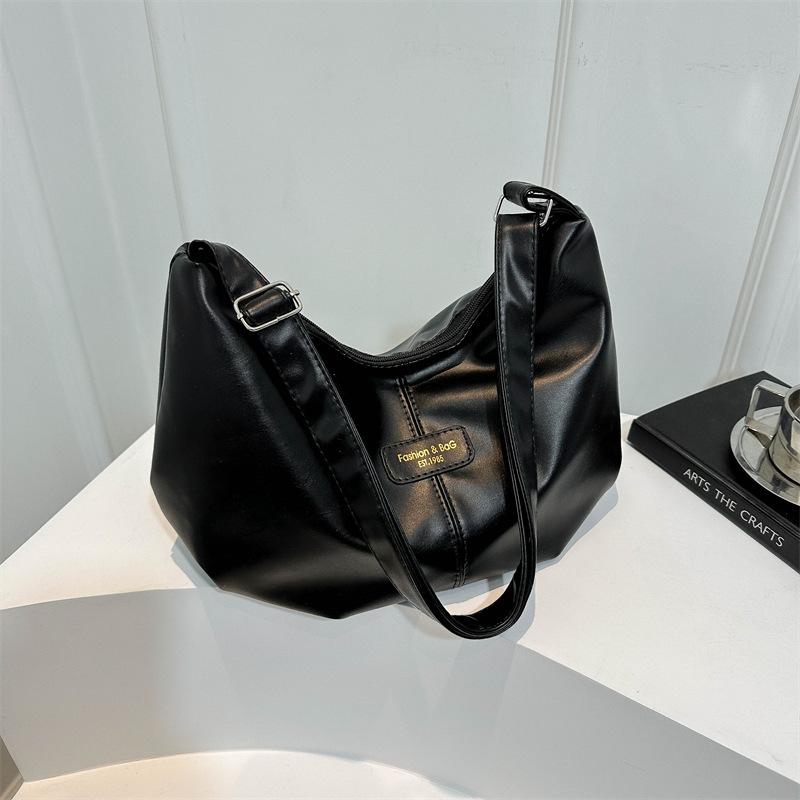 

Стильная однотонная простая фактурная сумка через плечо женская весна 2024 года, новая повседневная сумка-мессенджер для поездок на работу, женская сумка-тоут чёрный