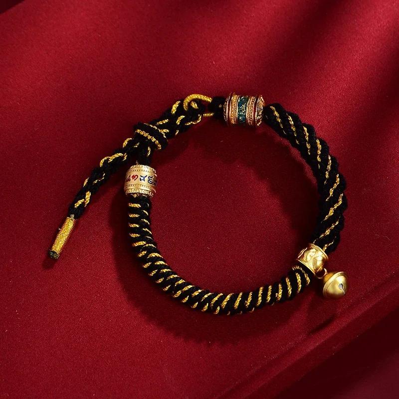 Handgefertigtes tibetisches Armband Bunter Faden Glücksbringer Seilarmband mit Glocke Damen Armreifen