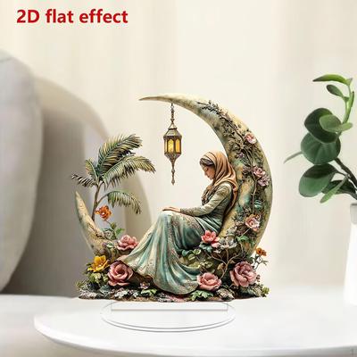 Mondfee-Statue, Acryl-Engel-Skulptur, Schreibtisch-Ornament, Fee in der Figur zum Wohnen
