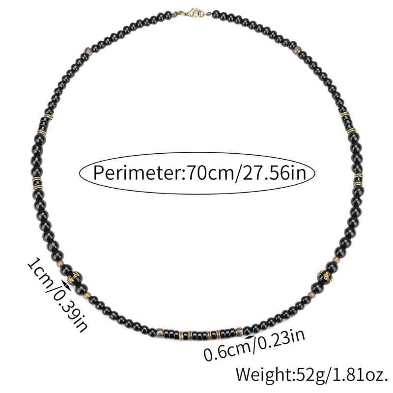 Men'S Layered Wood Walnut Bead Necklace European American Style Hiphop Vintage Long Chain Stackable Bohemian Accessories