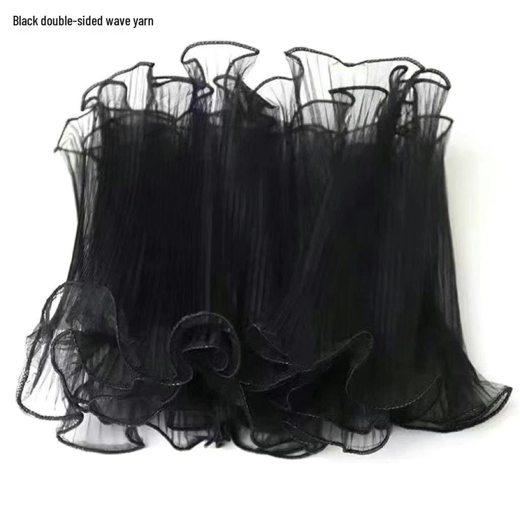 Korean Pearl Ruffle Gauze Floral Bouquet Wrapping Material - Pleated Mesh Wave Gauze