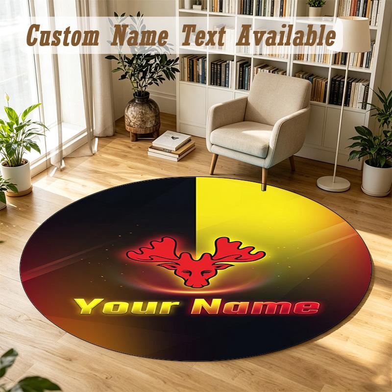 Round Rug Custom NameWatford FC Pattern Non Slip Carpet Home Floor Decor