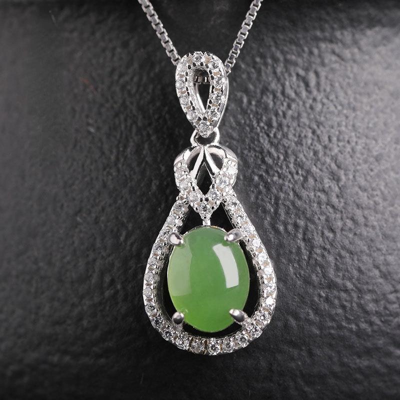 

Танциз Стерлингового Серебра 925 Классическое Женское Нефритовое Ожерелье Кулон Циркон Модный Подарок