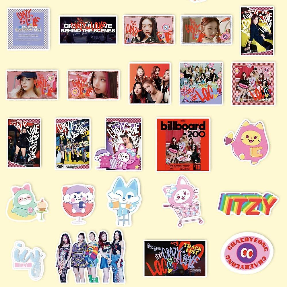 94Pcs ITZY Sticker Pack Crazy Lover Album Sticker Pack Waterproof Sticker ITZY Cartoon Sticker for Fans