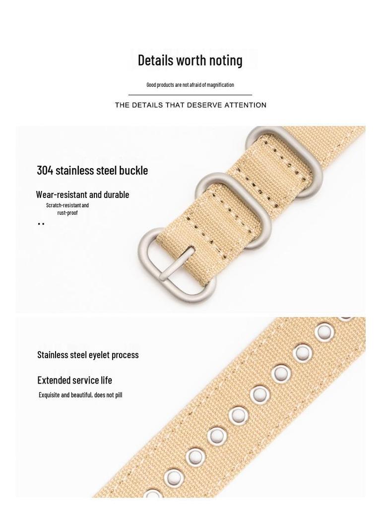 Vintage vojenský zelený nylonový řemínek k hodinkám, 18/20/22/24mm