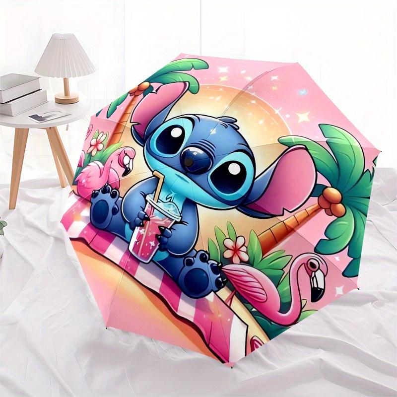

Disney Stitch,Flamingo,Tropical Manual Opening and Closing Umbrella, 8-Rib Reinforced Folding Design, Lightweight