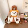 Plush Dog Pattern Mini Backpack With Flap Closure For Casual Day Out