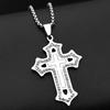 Rhinestones Cross Pendant Necklace for Women Men Stainless Steel Gold Color Christian Religious Box Chain Amulet Jewelry Gift