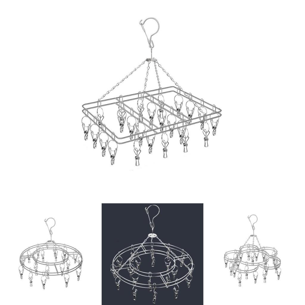 Moderner Sockenständer aus Edelstahl mit 20 Klammern für den Innen- und Außenbereich