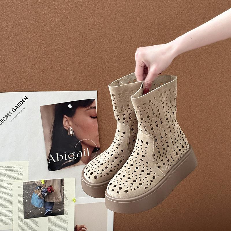 

Hollow breathable short boots children s summer thin new flat-bottomed casual Martin boots hole cool boots 40