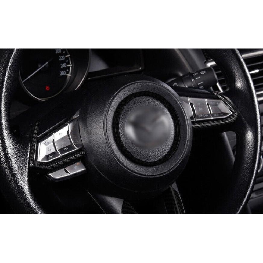 For Mazda 6 Atenza 2018-2021 Carbon Fiber Steering Wheel Control Strip Trim 2pcs