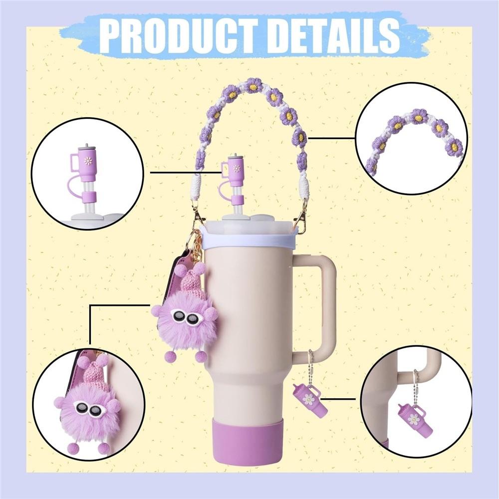 7-piece cup accessory set, water bottle handle strap, silicone straw cap, bottle rack, 30oz 40oz insulated cup keychain accessories