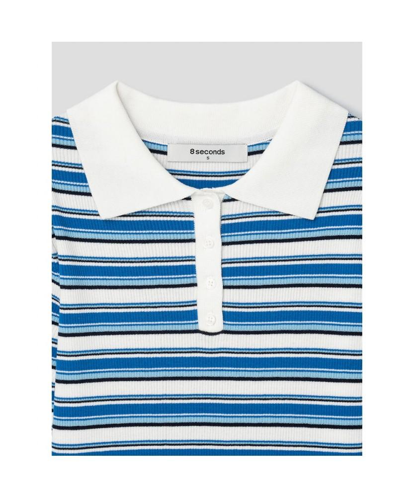 8seconds Collared Short Sleeve Pullover Blue