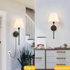 Modern American Led Wall Lamp for Bathroom Mirror Light Bedroom Corridor Stairs Cloth Lampshade Wall Sconce Room Decor Fixtures