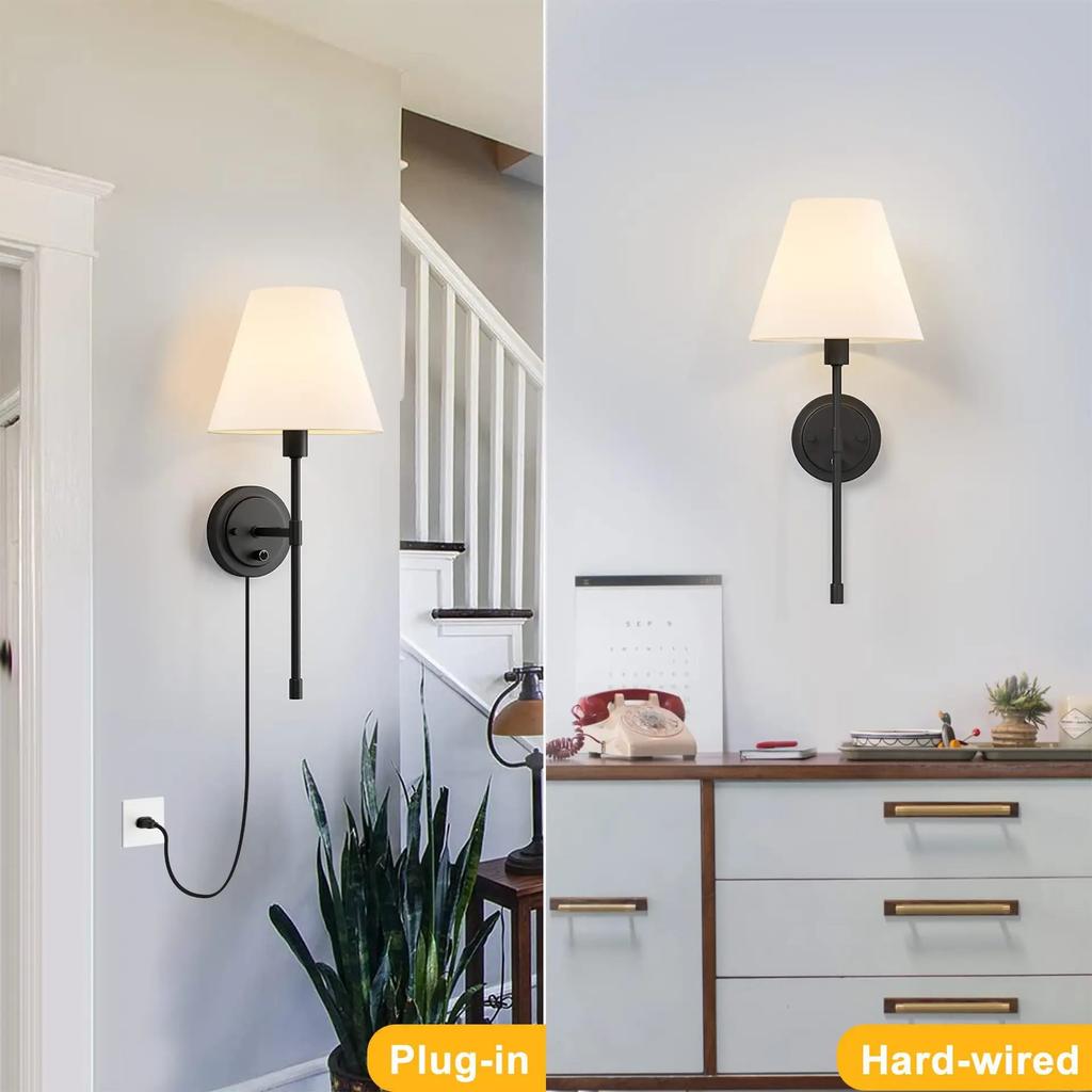 Modern American Led Wall Lamp for Bathroom Mirror Light Bedroom Corridor Stairs Cloth Lampshade Wall Sconce Room Decor Fixtures