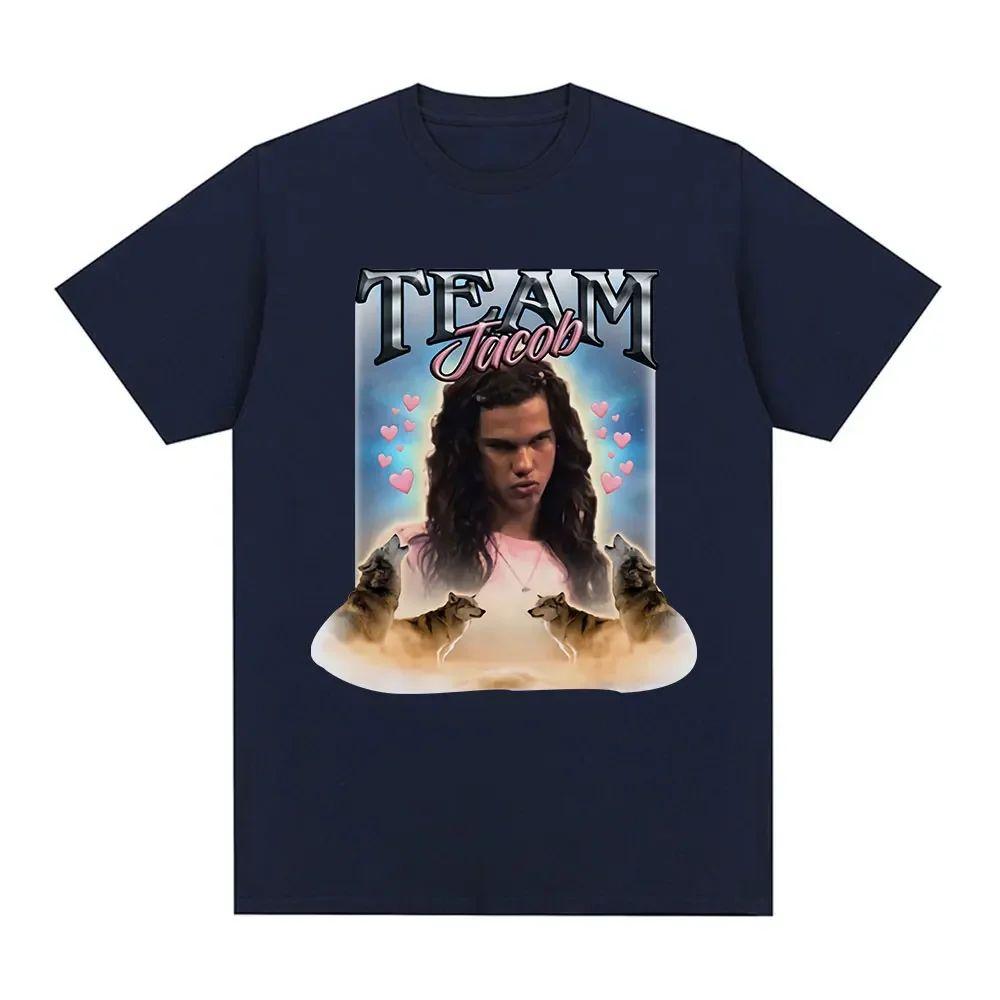 Y2K Vintage T-shirts Team Jacob Team Edward Pattern T-shirt Fun Meme Short Sleeve Fashion Oversized T-shirt Street Wear Unisex