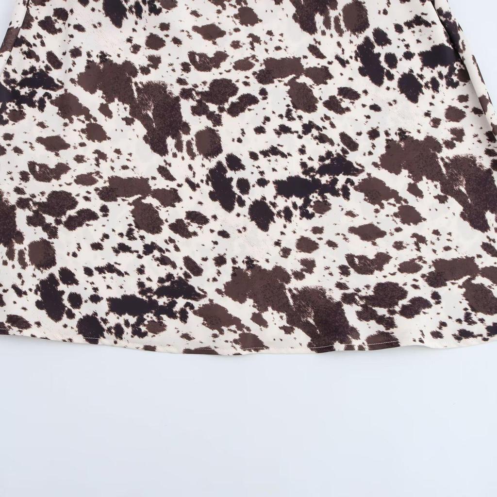 2025 Spring Slim High-Waisted Belted Animal Print Midi Skirt for Women - Sexy & Sophisticated