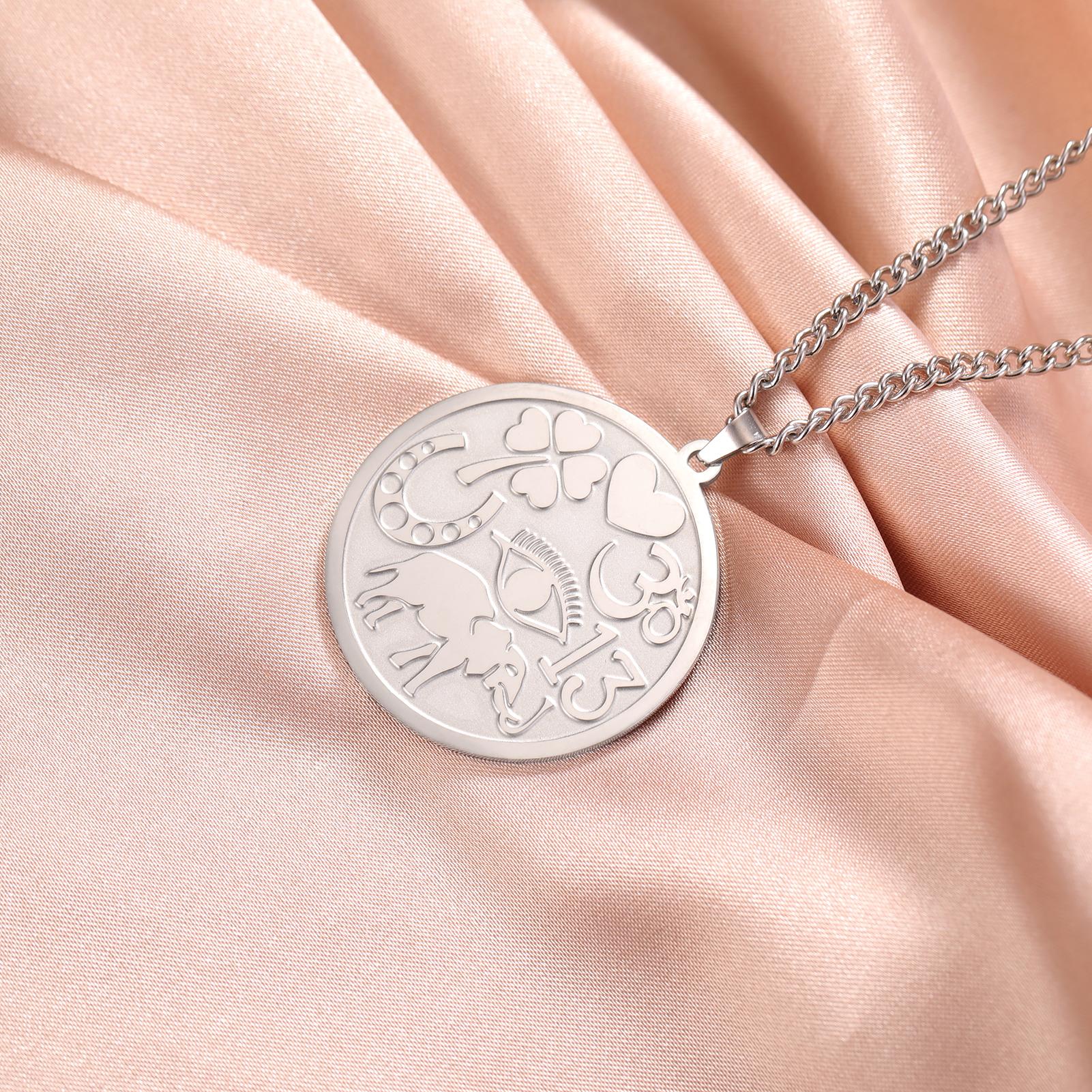 

LIKGREAT 2025 New Lucky Clover Evil Eye Pendant Necklace Stainless Steel Jewelry Elephant Om Yoga Horseshoe Chains Neck Amulet