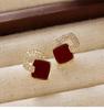 Ankela Red Diamond Shaped Earrings