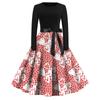 Women's Casual Valentine's Day Print Round Neck Pullover High Waist Long Sleeve Dress