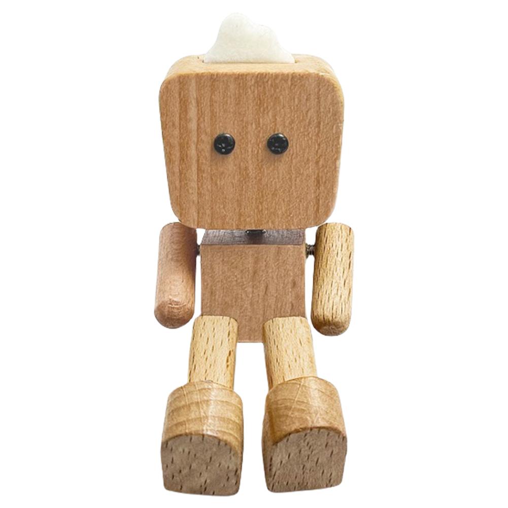 Handmade Shaking Feet Doll Wear Resist Cute Car Wood Ornaments with Clips Funny Wood Desktop Decor for Car Dashboard Decorations