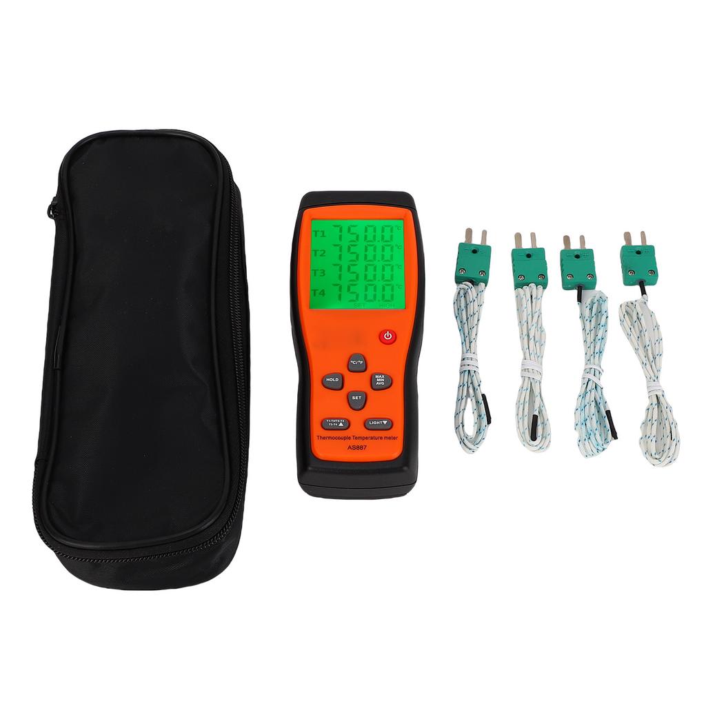 4 Channels Thermometer with 4 Probes K Thermocouple Contacting Type Digital Temperature Tester 2 Units Switching
