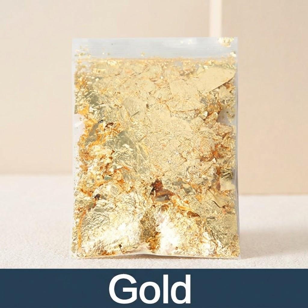 Nail Art Gold Leaf Flakes DIY Decor Glitter Foil Rose Gold Silver Party Supplies Craft Materials золотой