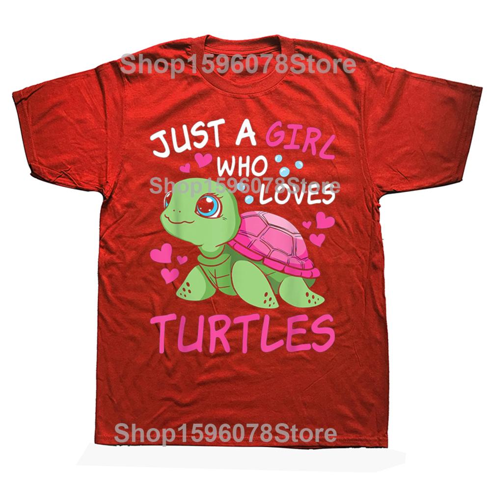 Funny Just A Girl Who Loves Turtles Ocean Animal Cute Sea Turtle T Shirts Mens Clothing Fashion Casual Loose Oversized T Shirt S