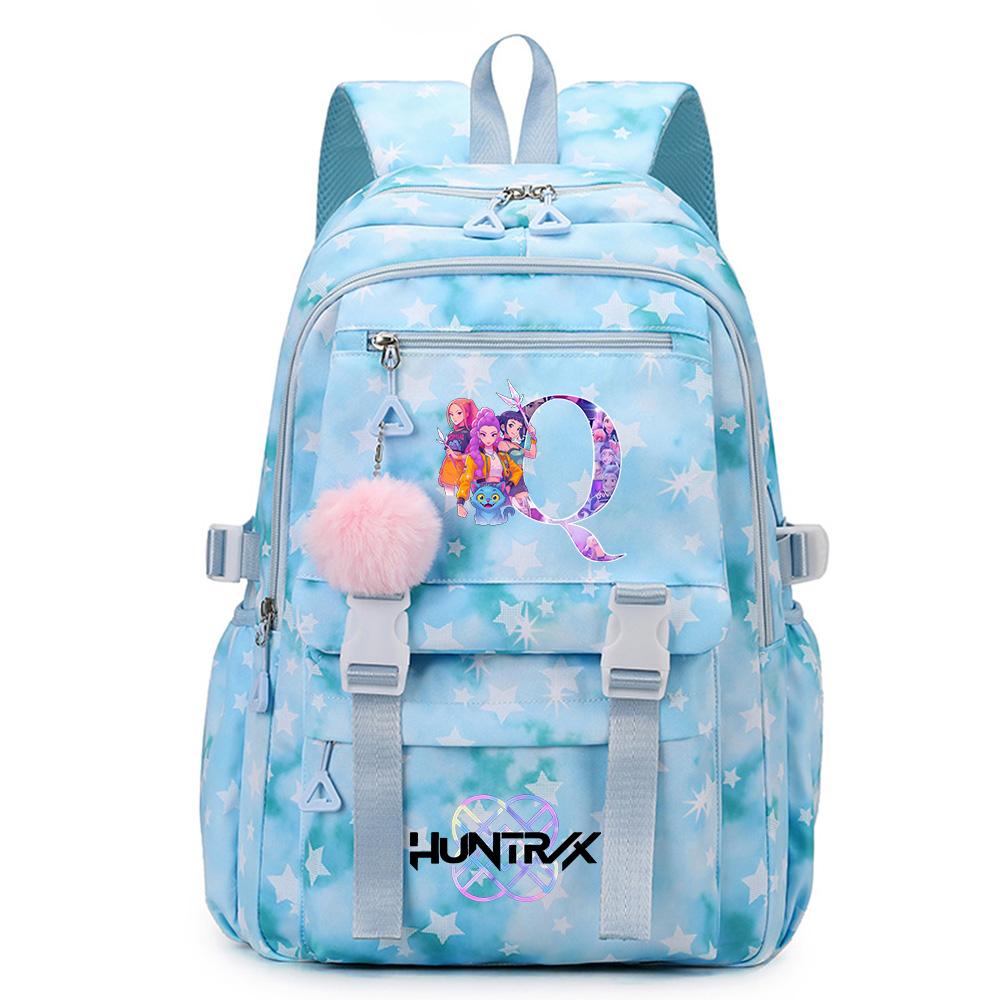 Cartoon 26 English Letters Backpack Large Capacity Bookbag Laptop Unisex Student Boy Girl School Bag Large Capacity Travel Outdoor Bag Gift