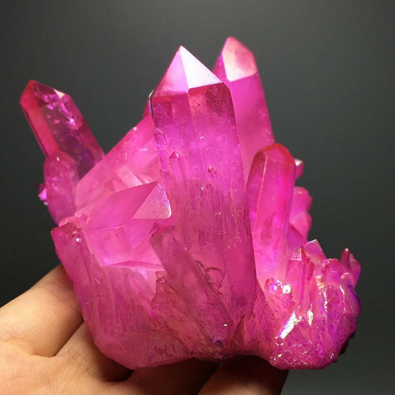 Natural Titanium Druzy Quartz Cluster Crystal Red Geode Gemstone Decor Specimen