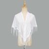 Polyester Lace Hollow Scarf Embroidery Mesh Scarves Elegant Tassel Triangle Shawl  Wedding
