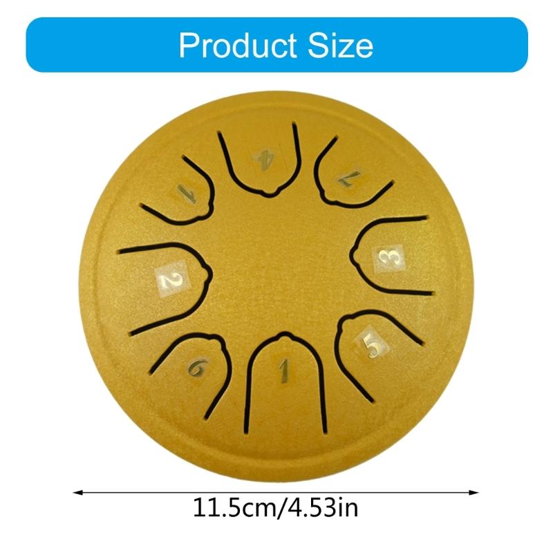 4.5Inch Steel Tongue Drum 8 Notes C Major Tuned Percussion Instrument Handpan Drum Music Tambourine Drum with Mallets