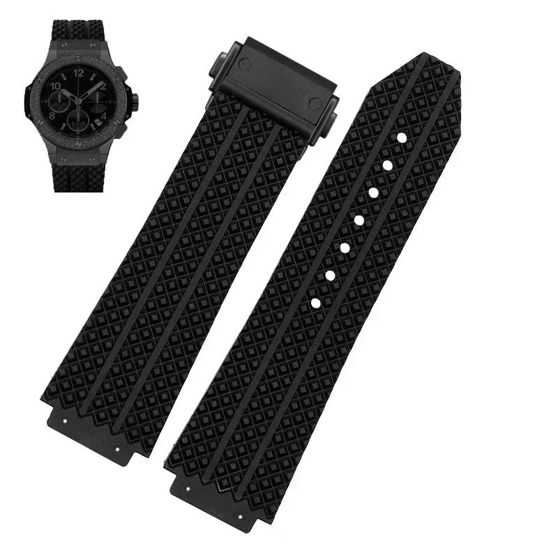 For HUBLOT BIG BANG Classic Fusion Series 25*19mm or 25*17mm Waterproof Men's Silicone Watch Strap Black Watch Accessories Band