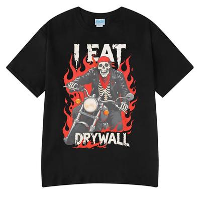 2025 Hot Sale I Eat Drywall Funny Meme T Shirts Humor Cursed Skeleton Biker Gothic Graphic Funny T Shirts Classic Style T-shirts
