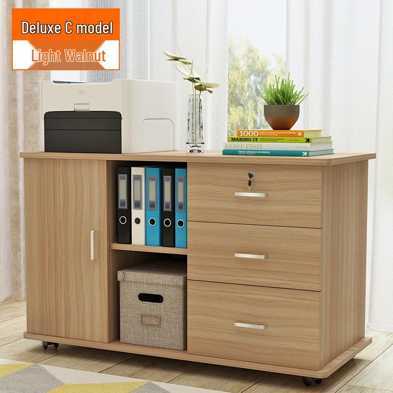 Mobile Lockable Filing Cabinet with Three Drawers - Floor-standing Storage for Office or Bedside